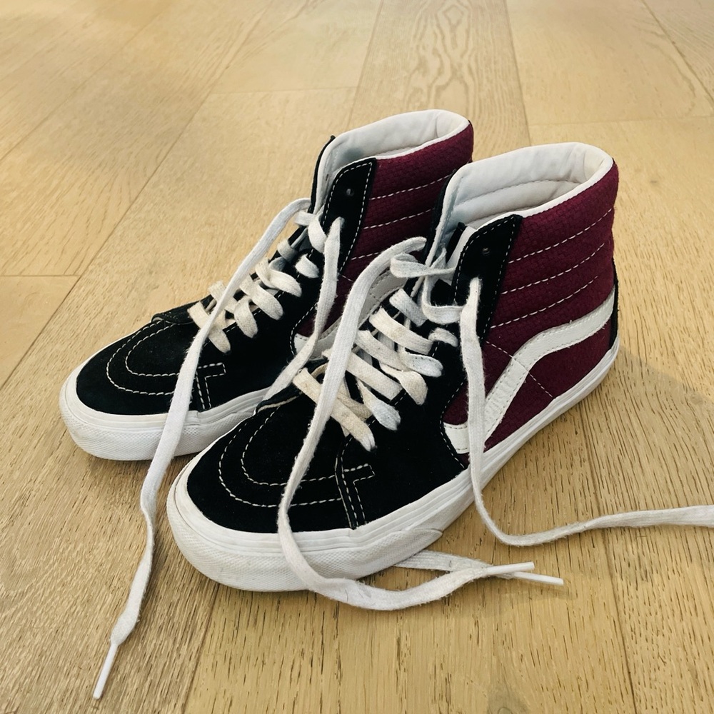 Vans High-Top Sneakers in Black and Burgundy